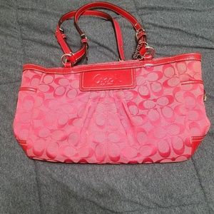 Coach pink red purse signature